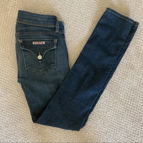 Hudson Denim Blue Jeans Skinny Sz 26 covered button flap pocket British flag - Picture 4 of 9